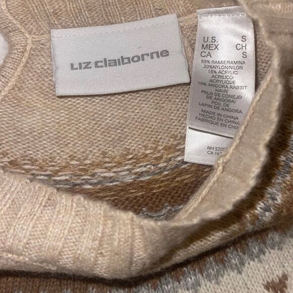 Liz Claiborne Angora Blend Sweater Vintage Fair Isle style Size Small - Picture 3 of 3